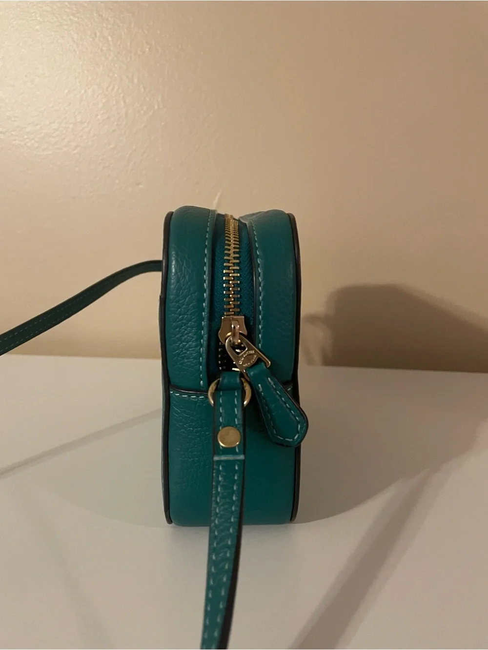 Coach Teal Green Pebbled Leather Crossbody Bag